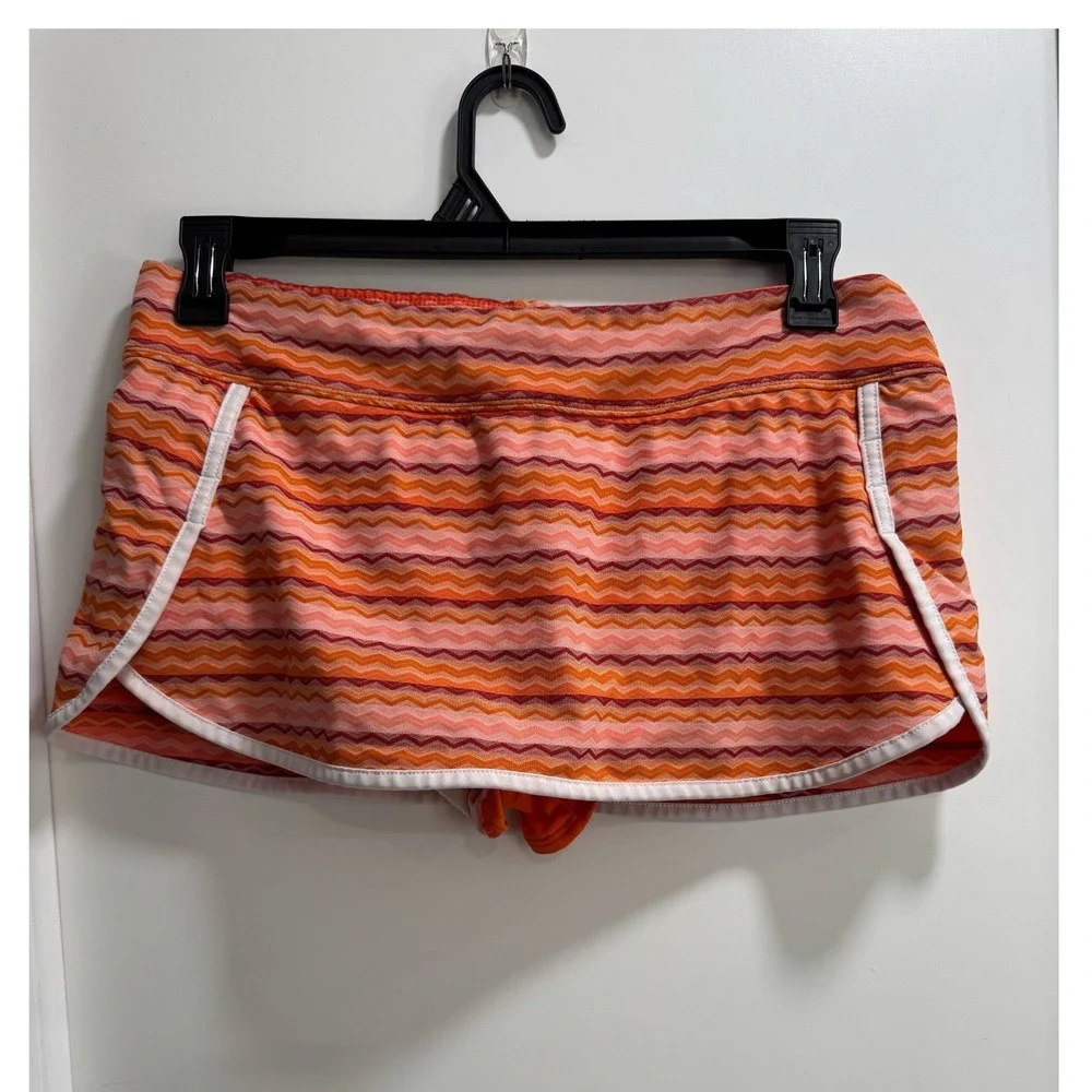 Athleta Orange Pink Chevron Zig Zag Athletic Skort Size L 983821